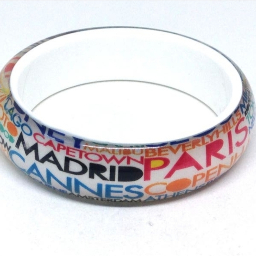 80s Vintage World Cities Heavy Lucite Bangle